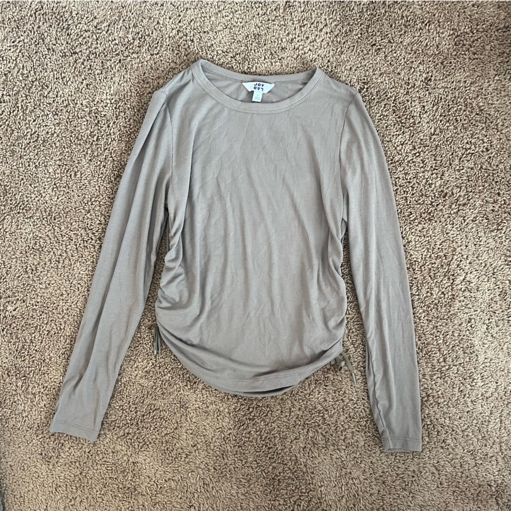 Joy Lab brown ribbed long sleeve shirt with adjustable sides